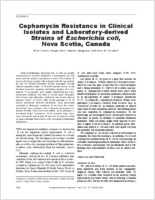 Cephamycin Resistance in Clinical Isolates and Laboratoryderived Strains of Escherichia coli Nova Scotia Canada