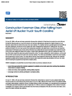 Construction Foreman Dies After Falling from Aerial Lift Bucket Truck  South Carolina FACE 9414