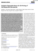 OxidationDegradable Resins for 3DPrinting of CellResponsive Biomaterials