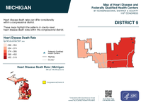MI Congressional District 09 Heart Disease and Federally Qualified Health Centers Map 119th Congress
