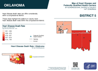 OK Congressional District 05 Heart Disease and Federally Qualified Health Centers Map 119th Congress