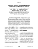 Serologic evidence of human monocytic and granulocytic ehrlichiosis in Israel