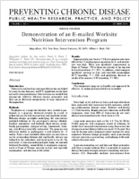 Demonstration of an Emailed Worksite Nutrition Intervention Program