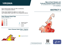 VA Congressional District 05 Heart Disease and Federally Qualified Health Centers Map 119th Congress