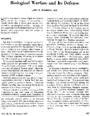 Biological warfare and its defense