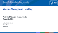 Vaccine Storage and Handling Pink Book WebonDemand Series 2022