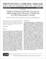 Children With Special Health Care Needs Acknowledging the Dilemma of Difference in Policy Responses to Obesity