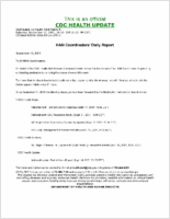 HAN Coordinators Daily Report September 15 2001 Saturday September 15 2001 1815 EDT 615 PM EDT