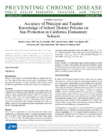 Accuracy of Principal and Teacher Knowledge of School District Policies on Sun Protection in California Elementary Schools