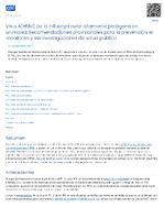 Virus AH5N1 de la influenza aviar altamente patgena en animales Recomendaciones provisionales para la prevencin el monitoreo y las investigaciones de salud pblica