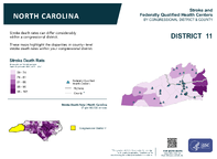 NC Congressional District 11 Stroke and Federally Qualified Health Centers Map 118th Congress
