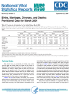 Births Marriages Divorces and Deaths Provisional Data for March 2004