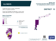 IL Congressional District 13 Stroke and Federally Qualified Health Centers Map 118th Congress