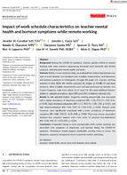 Impact of Work Schedule Characteristics on Teacher Mental Health and Burnout Symptoms While Remote Working