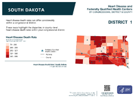 SD Congressional District 01 Heart Disease and Federally Qualified Health Centers Map 118th Congress