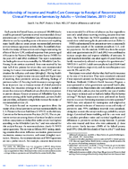 Relationship of Income and Health Care Coverage to Receipt of Recommended Clinical Preventive Services by Adults  United States 20112012