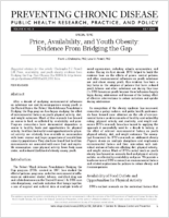 Price Availability and Youth Obesity Evidence From Bridging the Gap