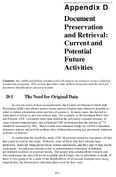 Appendix D Document Preservation and Retrieval Current and Potential Future Activities