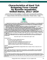 Characteristics of Hard Tick Relapsing Fever Caused by Borrelia miyamotoi United States 20132019