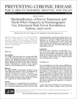Misclassification of Survey Responses and BlackWhite Disparity in Mammography Use Behavioral Risk Factor Surveillance System 19952006