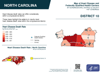 NC Congressional District 10 Heart Disease and Federally Qualified Health Centers Map 119th Congress