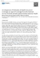 A Comparison of Estimates of Health Insurance Coverage by Type of Coverage from the National Survey of Family Growth 2002 and the National Health Interview Survey April 2002March 2003