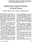 Adapting immunization programs to special groups