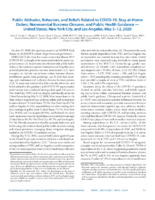 Public Attitudes Behaviors and Beliefs Related to COVID19 StayatHome Orders Nonessential Business Closures and Public Health Guidance  US New York City and Los Angeles May 512 2020