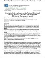 Association Between Contraceptive Use and Gestational Diabetes Missouri Pregnancy Risk Assessment Monitoring System 20072008
