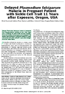Delayed Plasmodium falciparum Malaria in Pregnant Patient with Sickle Cell Trait 11 Years after Exposure Oregon USA