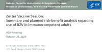 Zoster Vaccine Session Summary and planned riskbenefit analysis regarding use of RZV in immunocompetent adults