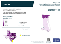 TX Congressional District 34 Stroke and Federally Qualified Health Centers Map 118th Congress