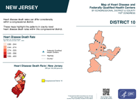 NJ Congressional District 10 Heart Disease and Federally Qualified Health Centers Map 119th Congress