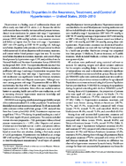RacialEthnic Disparities in the Awareness Treatment and Control of Hypertension  United States 20032010