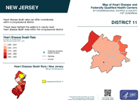 NJ Congressional District 11 Heart Disease and Federally Qualified Health Centers Map 119th Congress