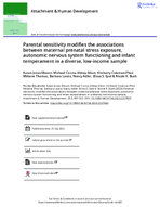 Parental Sensitivity Modifies the Associations Between Maternal Prenatal Stress Exposure Autonomic Nervous System Functioning and Infant Temperament in a Diverse LowIncome Sample