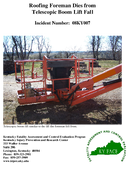 Roofing Foreman Dies from Telescopic Boom Lift Fall