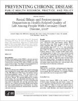 RacialEthnic and Socioeconomic Disparities in HealthRelated Quality of Life Among People With Coronary Heart Disease 2007