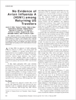 No Evidence of Avian Influenza A H5N1 among Returning US Travelers