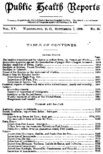 Public Health Reports  v XV no 36  table of contents