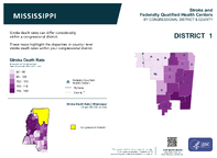 MS Congressional District 01 Stroke and Federally Qualified Health Centers Map 118th Congress