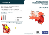 GA Congressional District 10 Heart Disease and Federally Qualified Health Centers Map 119th Congress