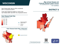 WI Congressional District 08 Heart Disease and Federally Qualified Health Centers Map 119th Congress