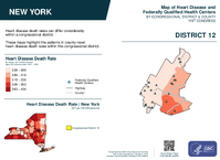 NY Congressional District 12 Heart Disease and Federally Qualified Health Centers Map 119th Congress