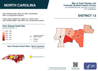 NC Congressional District 13 Heart Disease and Federally Qualified Health Centers Map 119th Congress