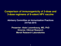 Comparison of immunogenicity of 2dose and 3dose regimens of 9valent HPV vaccine