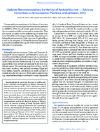Updated Recommendations for the Use of Typhoid Vaccine  Advisory Committee on Immunization Practices United States 2015