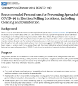 Recommended Precautions for Preventing Spread of COVID19 in Election Polling Locations Including Cleaning and Disinfection March 2 2020
