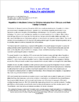 Hepatitis A Infections Linked to Children Adopted from Ethiopia and Their Family Contacts Thursday July 19 2007 001 EDT 1201 PM EDT