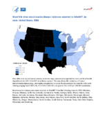 West Nile virus neuroinvasive disease incidence reported to ArboNET by state United States 2006